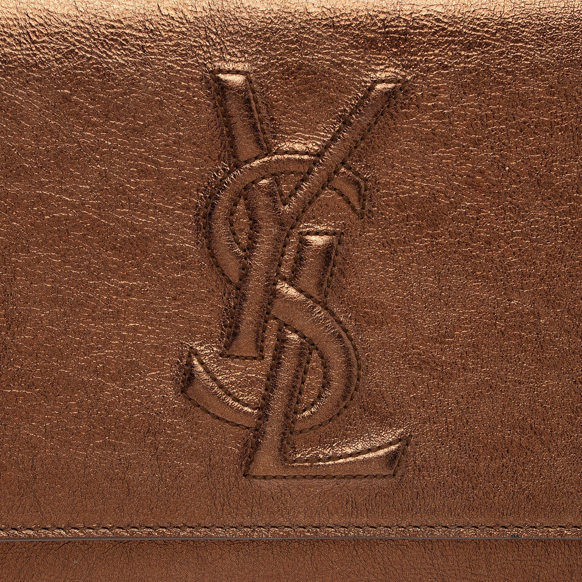 Saint Laurent Vintage Metallic Calfskin Monogram Belle de Jour Clutch (SHF-VMKI8c)