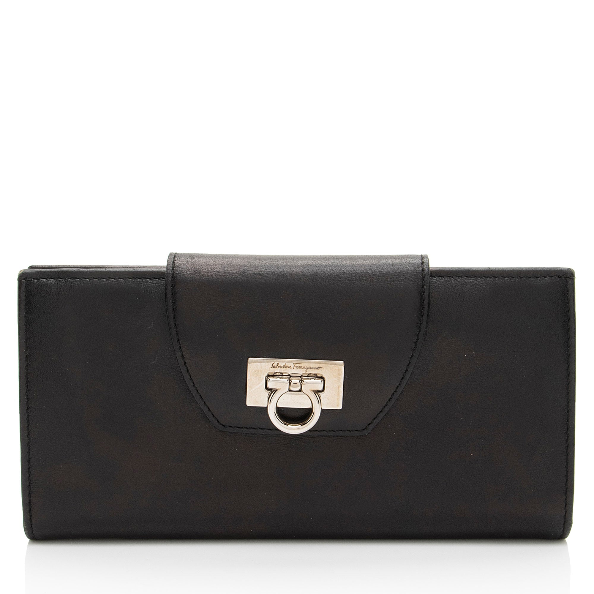 Ferragamo Calfskin Gancini Long Wallet