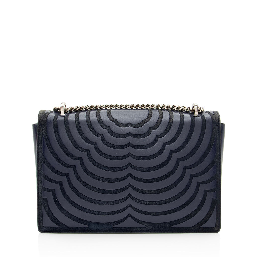 Ferragamo Calfskin Suede Vara Bow Chain Flap Bag