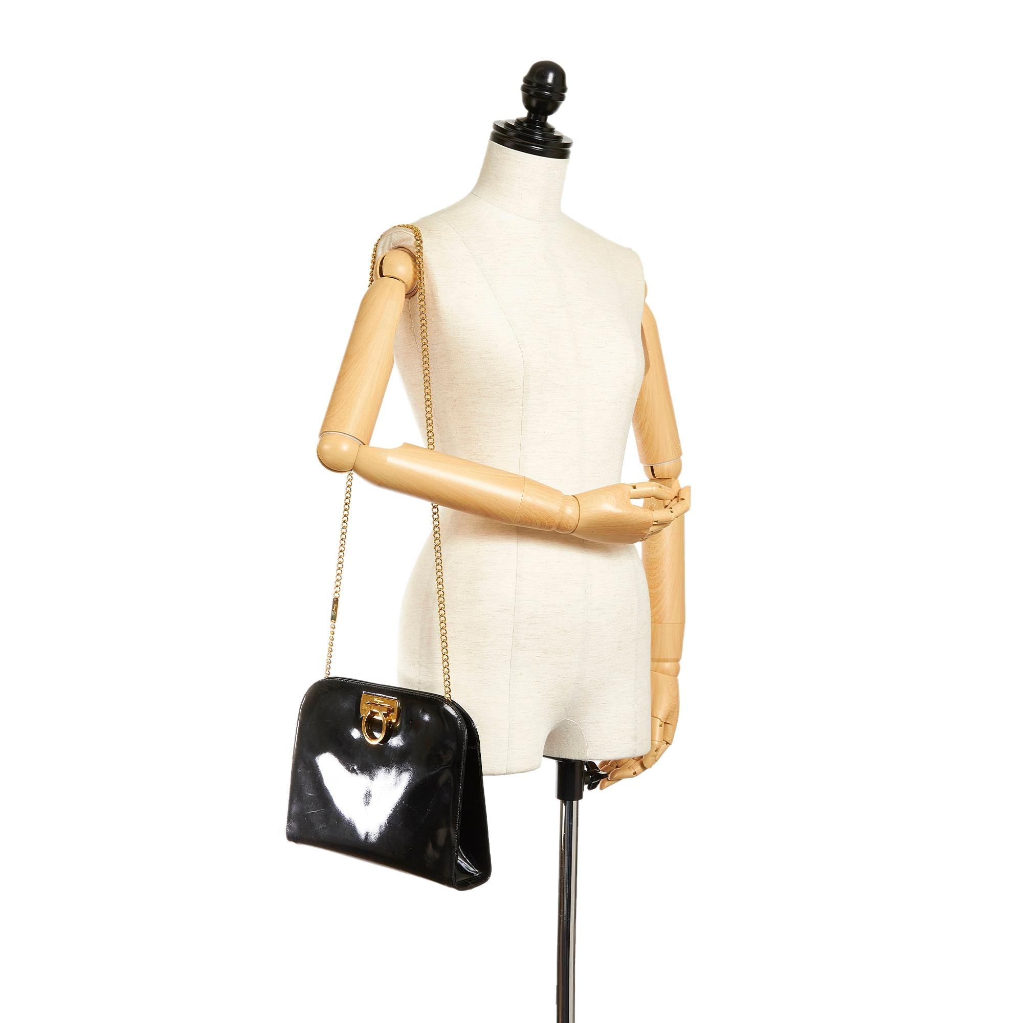 Salvatore Ferragamo Gancini Patent Leather Crossbody Bag (SHG-34194)