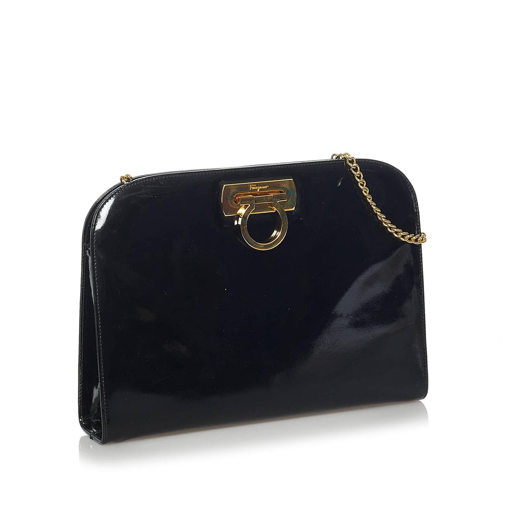 Salvatore Ferragamo Gancini Patent Leather Crossbody Bag (SHG-34194)