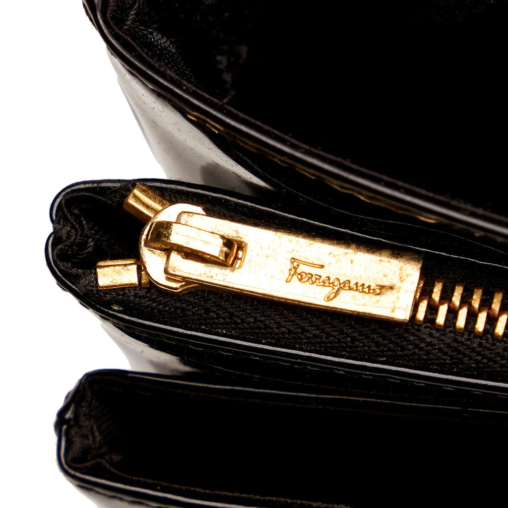 Salvatore Ferragamo Gancini Patent Leather Handbag (SHG-31776)