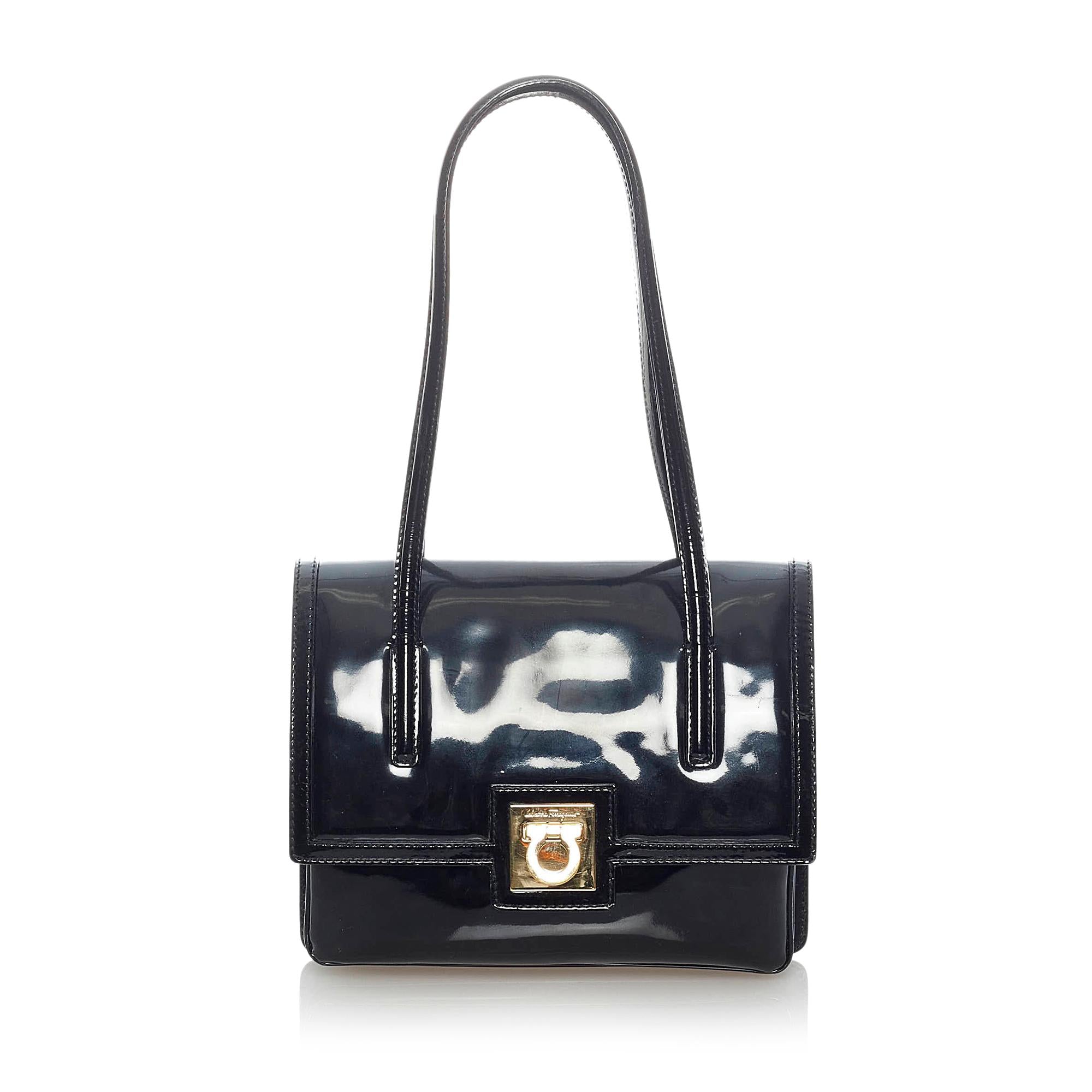 Salvatore Ferragamo Gancini Patent Leather Handbag (SHG-31776)