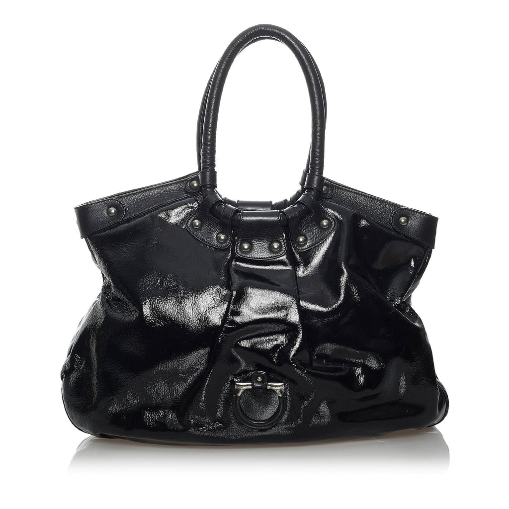 Salvatore Ferragamo Gancini Patent Leather Tote Bag (SHG-29562)