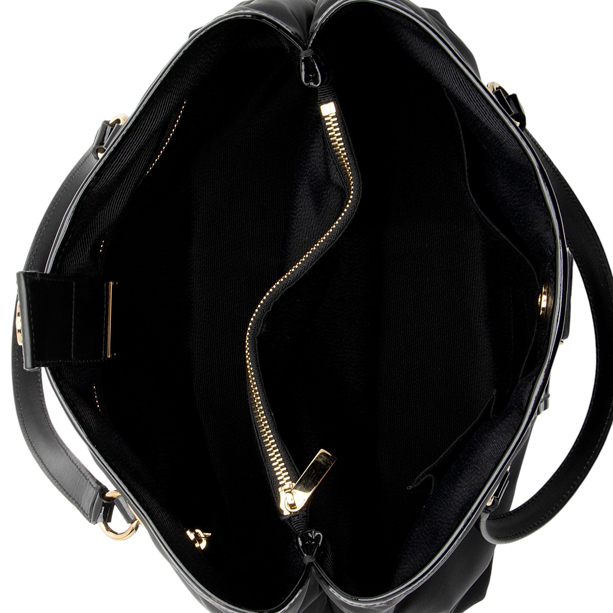 Salvatore Ferragamo Nylon Patent Leather Leonora Tote (SHF-v2xITH)