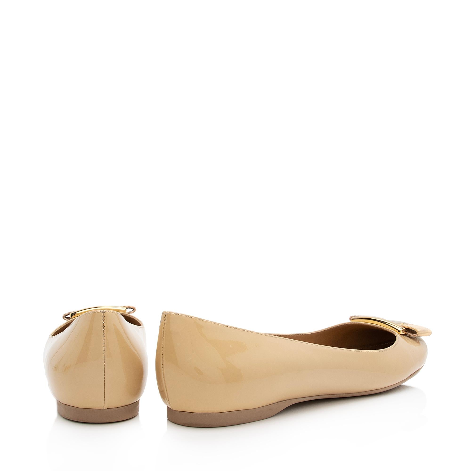 Salvatore Ferragamo Patent Leather Vara Ballet Flats - Size 8 / 38 (SHF-SiwaSo)