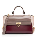 Salvatore Ferragamo Patent Leather Tricolor Gancini Sofia Medium Satchel (SHF-TxFQvD)
