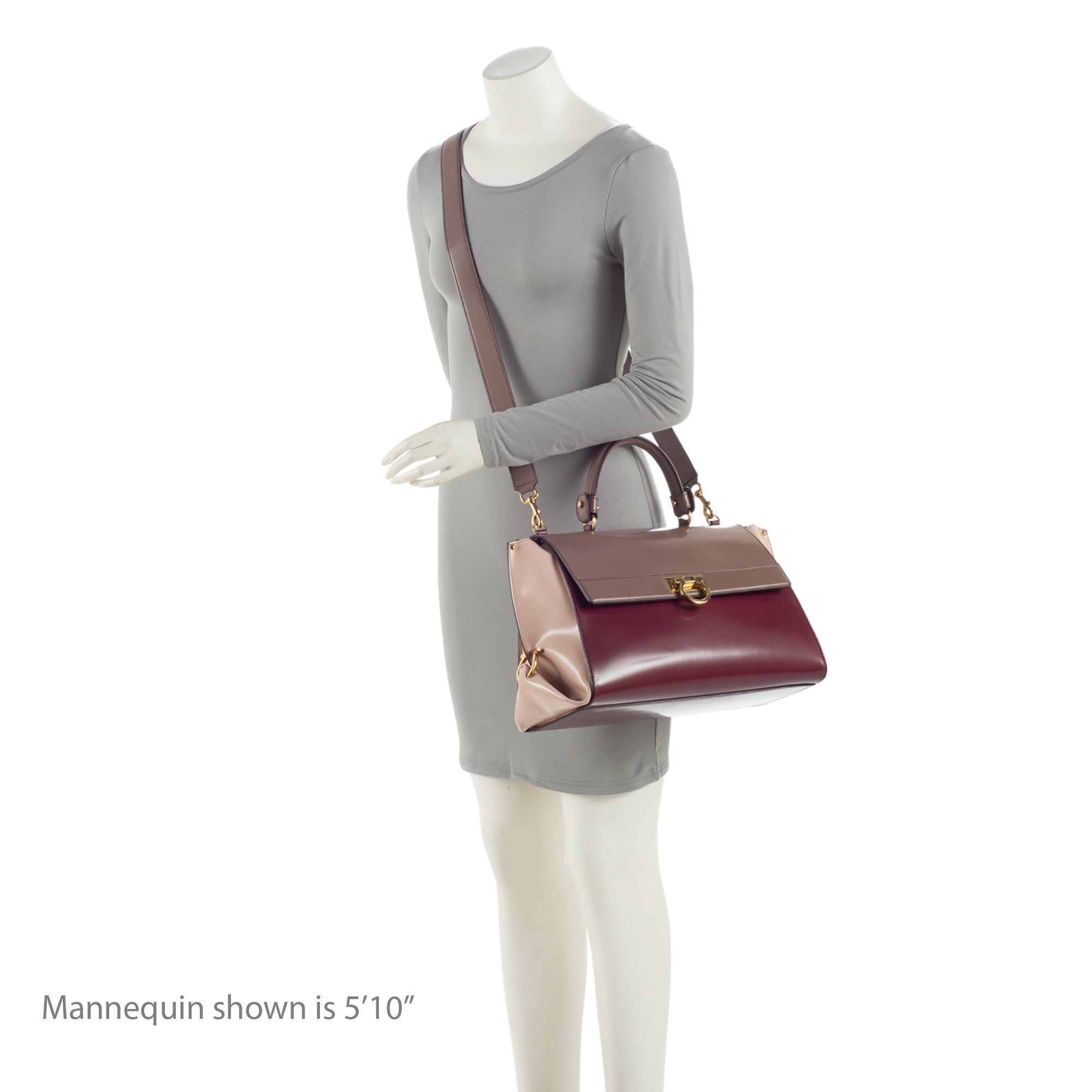 Salvatore Ferragamo Patent Leather Tricolor Gancini Sofia Medium Satchel (SHF-TxFQvD)