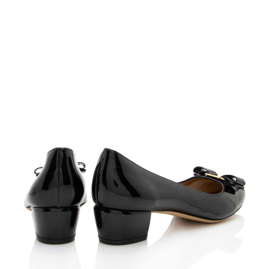 Salvatore Ferragamo Patent Leather Vara Pumps - Size 9 / 39