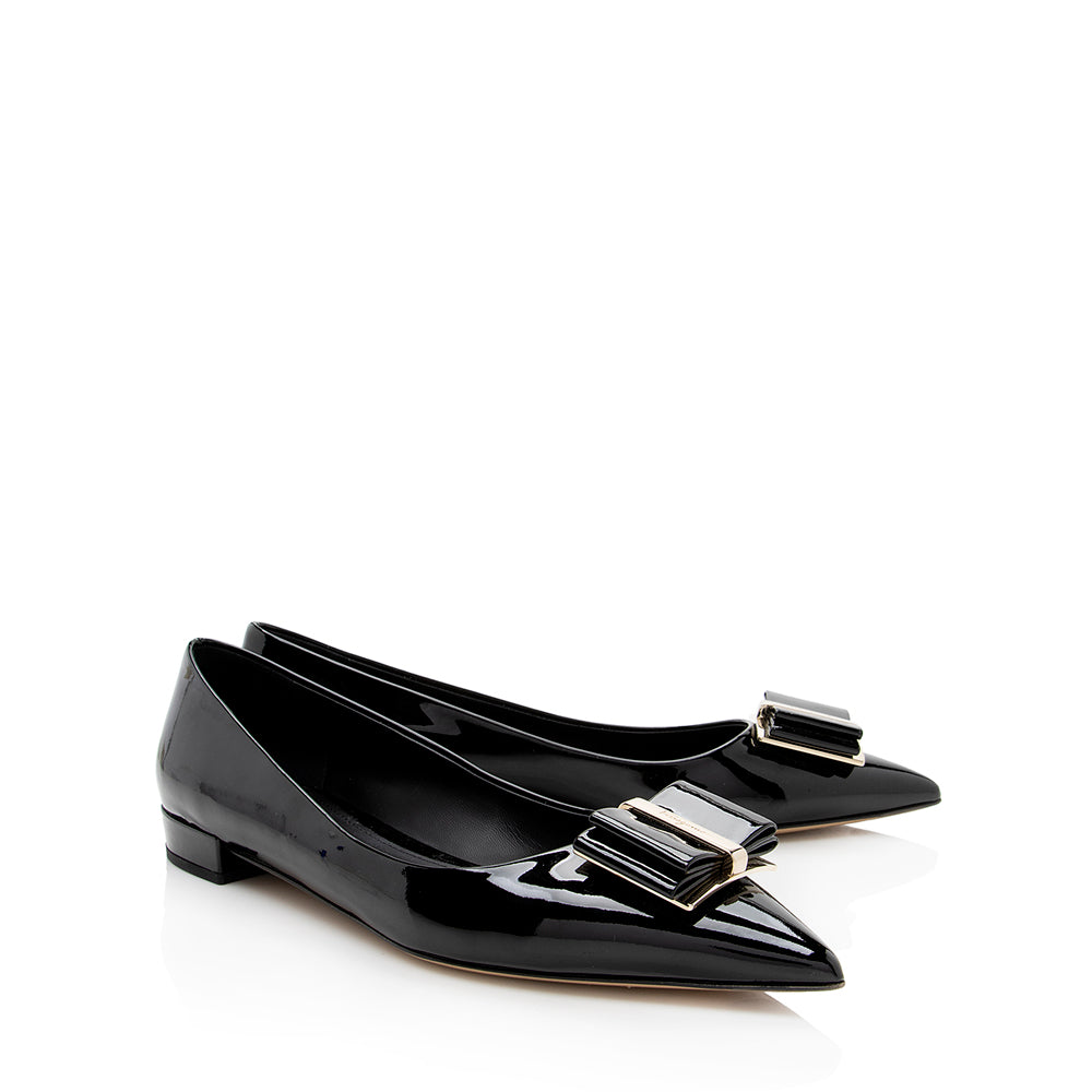 Salvatore Ferragamo Patent Leather Zeri Flats - Size 10B / 40B (SHF-18658)