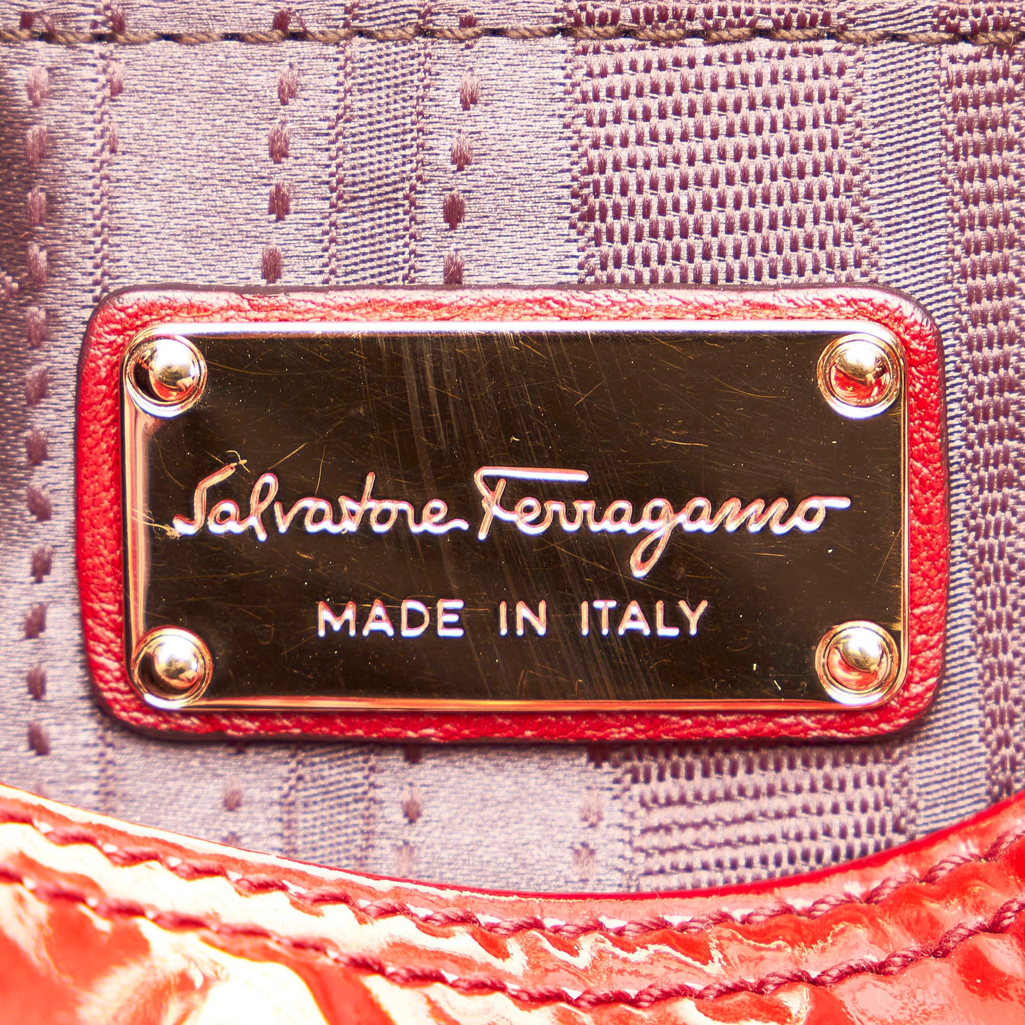 Salvatore Ferragamo Vara Patent Leather Handbag (SHG-27814)
