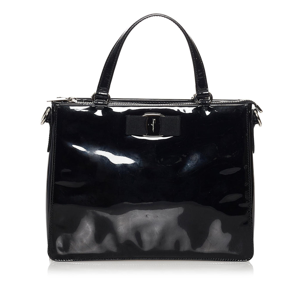 Salvatore Ferragamo Vara Patent Leather Satchel (SHG-31071)