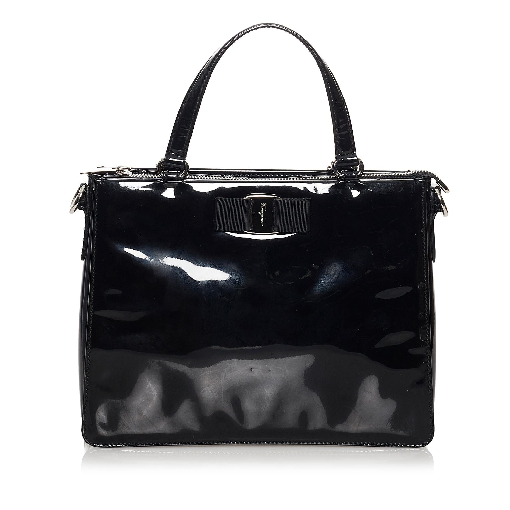 Salvatore Ferragamo Vara Patent Leather Satchel (SHG-31071)