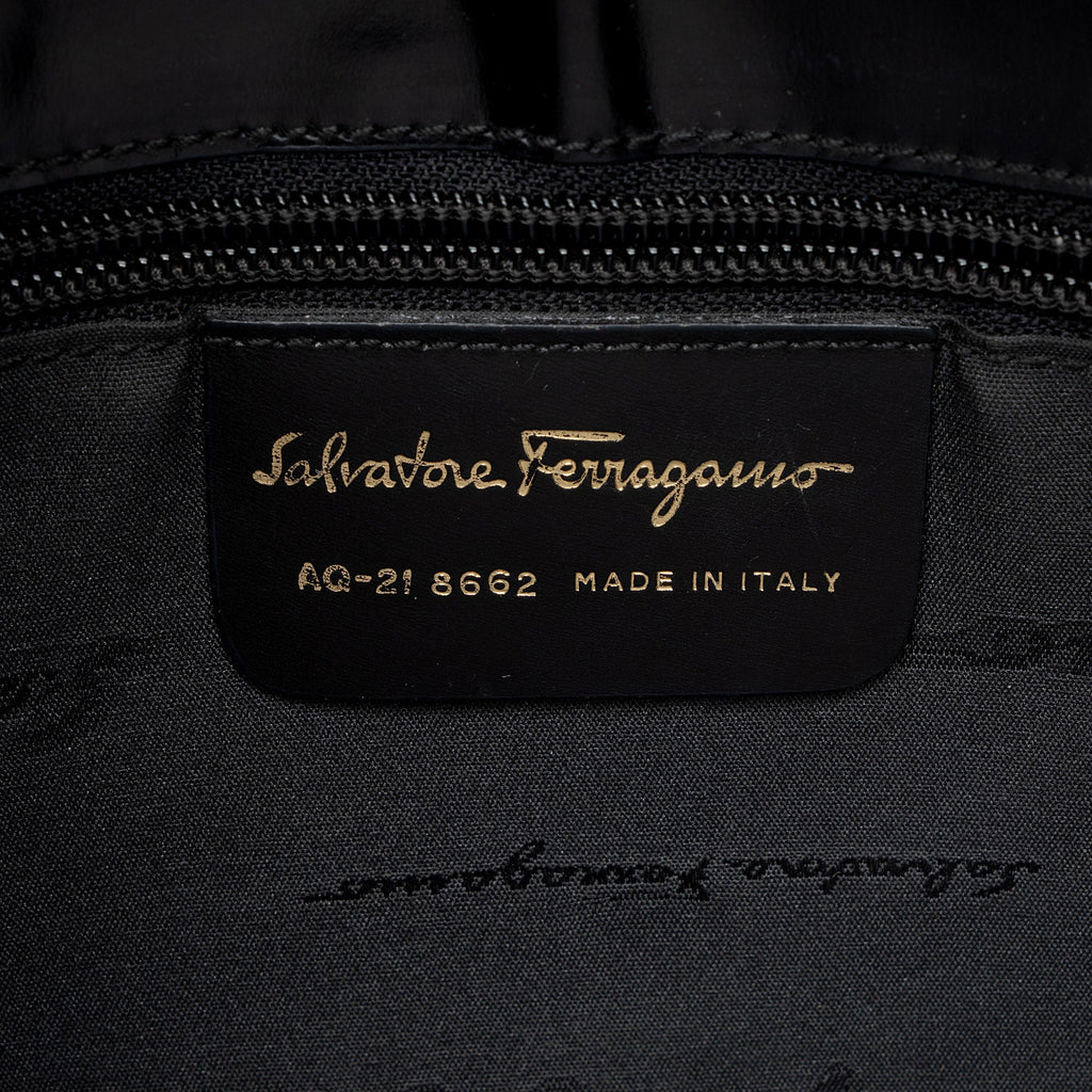 Ferragamo Vintage Leather Gancio Trifolio Large Shoulder Bag