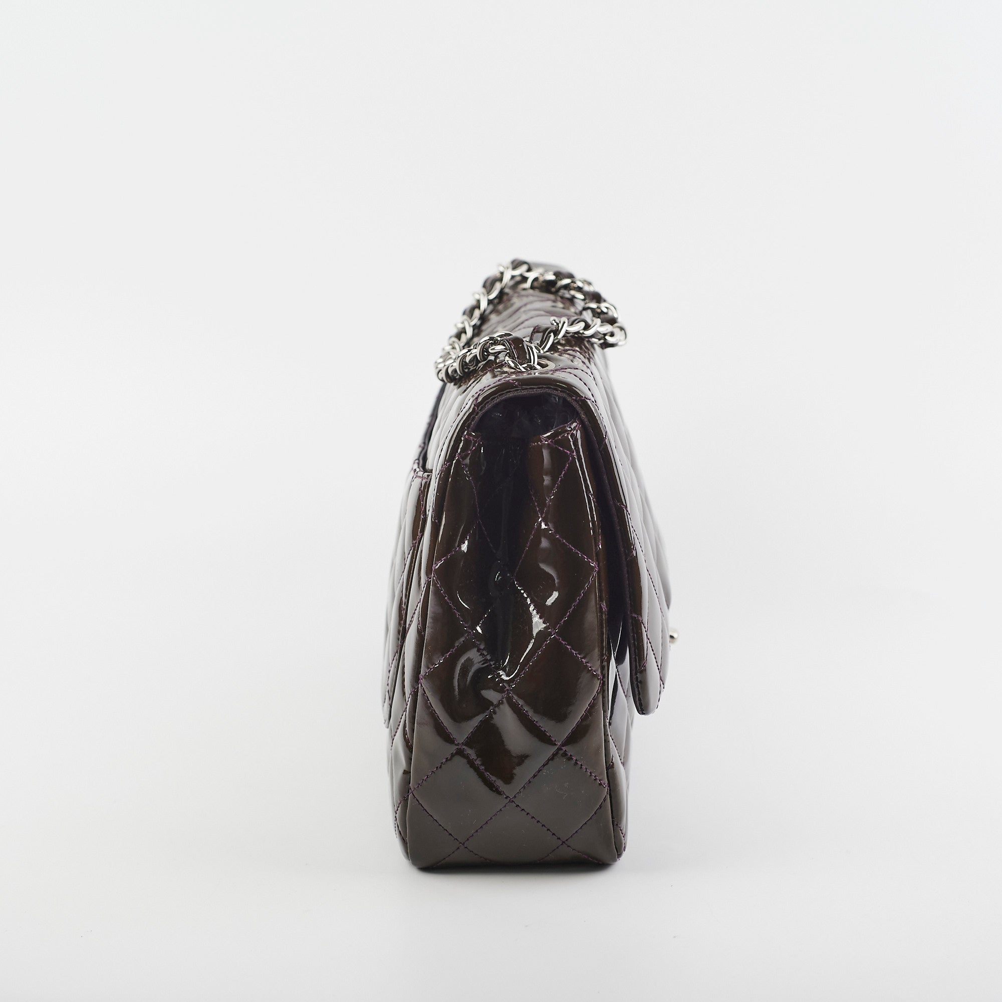 Chanel Jumbo Patent Brown Shoulder Bag