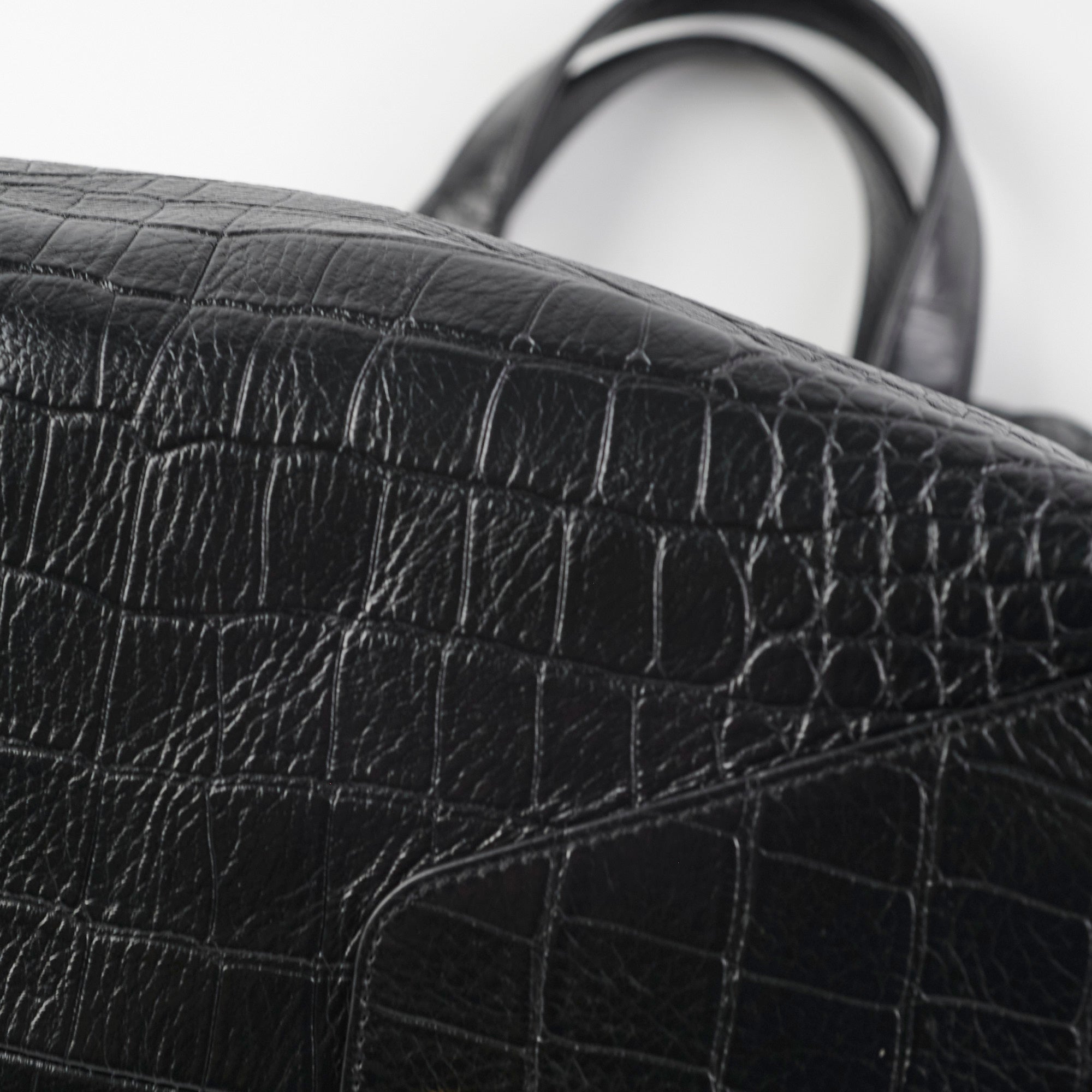 Chanel Black Croc Embossed Shopping Tote