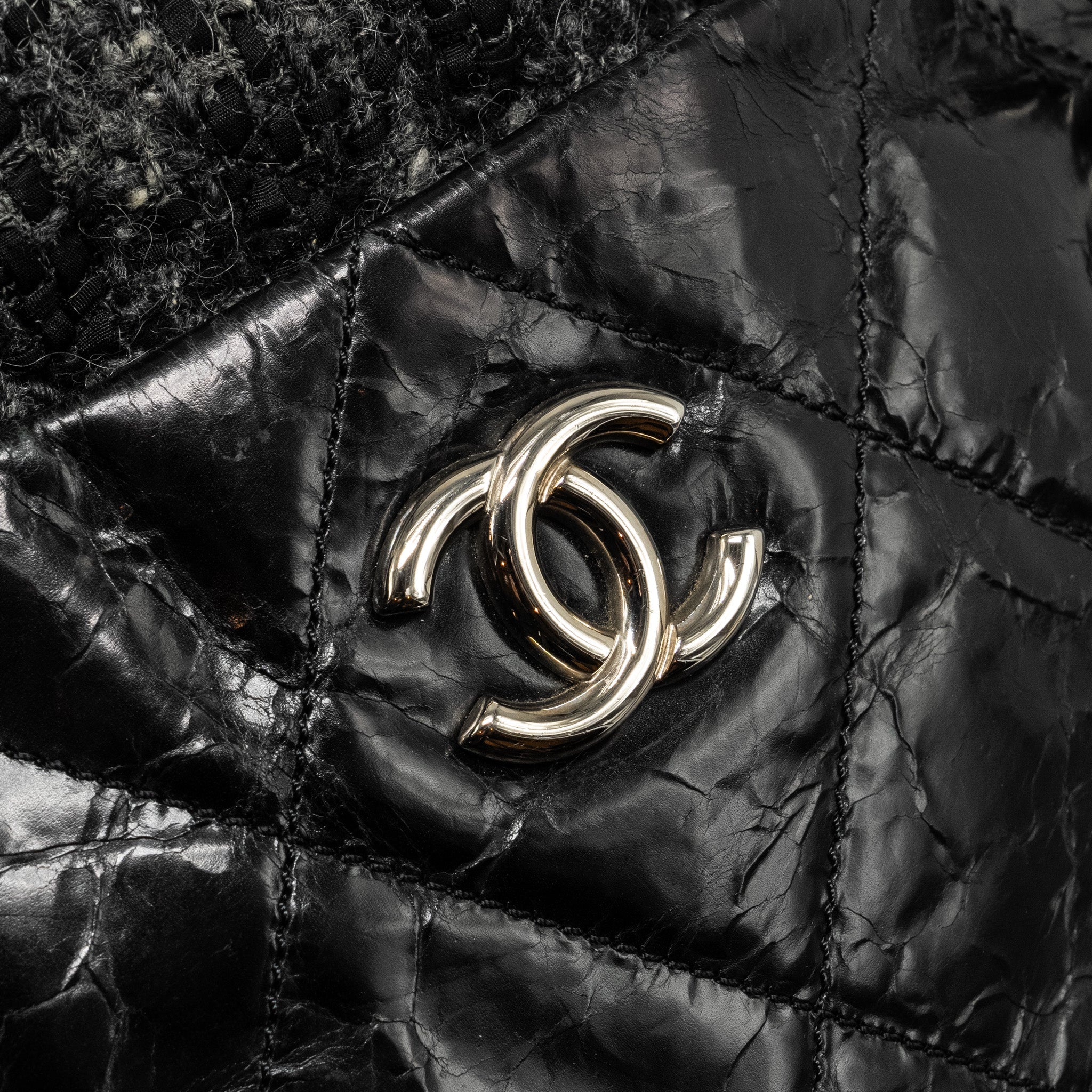 Chanel Portobello Tote Bag Calfskin/Tweed Black/Grey