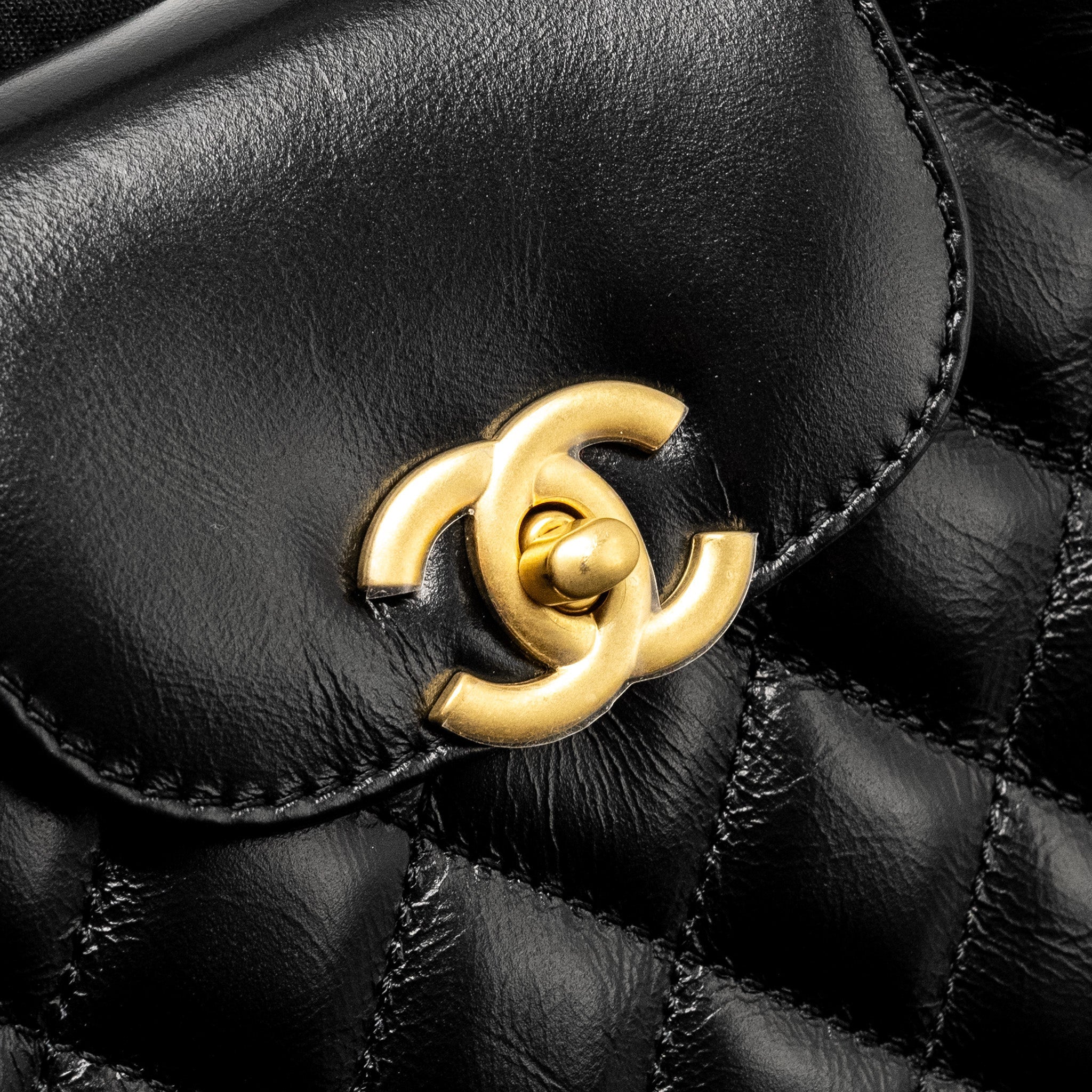 Chanel mini kelly shopping tote bag calfskin black  (microchip)