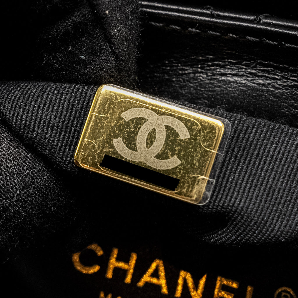 Chanel mini kelly shopping tote bag calfskin black  (microchip)