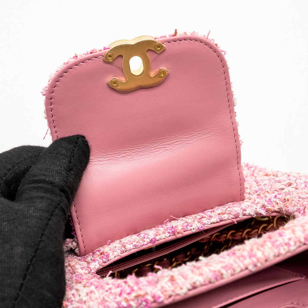 Chanel 24P Mini Kelly/Shopping Tote Tweed Pink/Multicolour  (microchip)