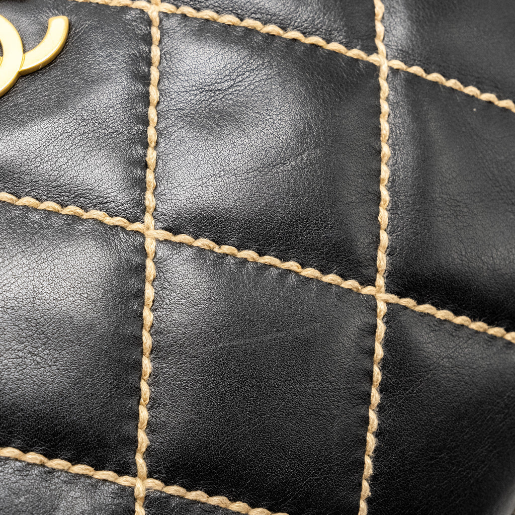 CHANEL Vintage Wild Stitch Shoulder Bag Calfskin Black