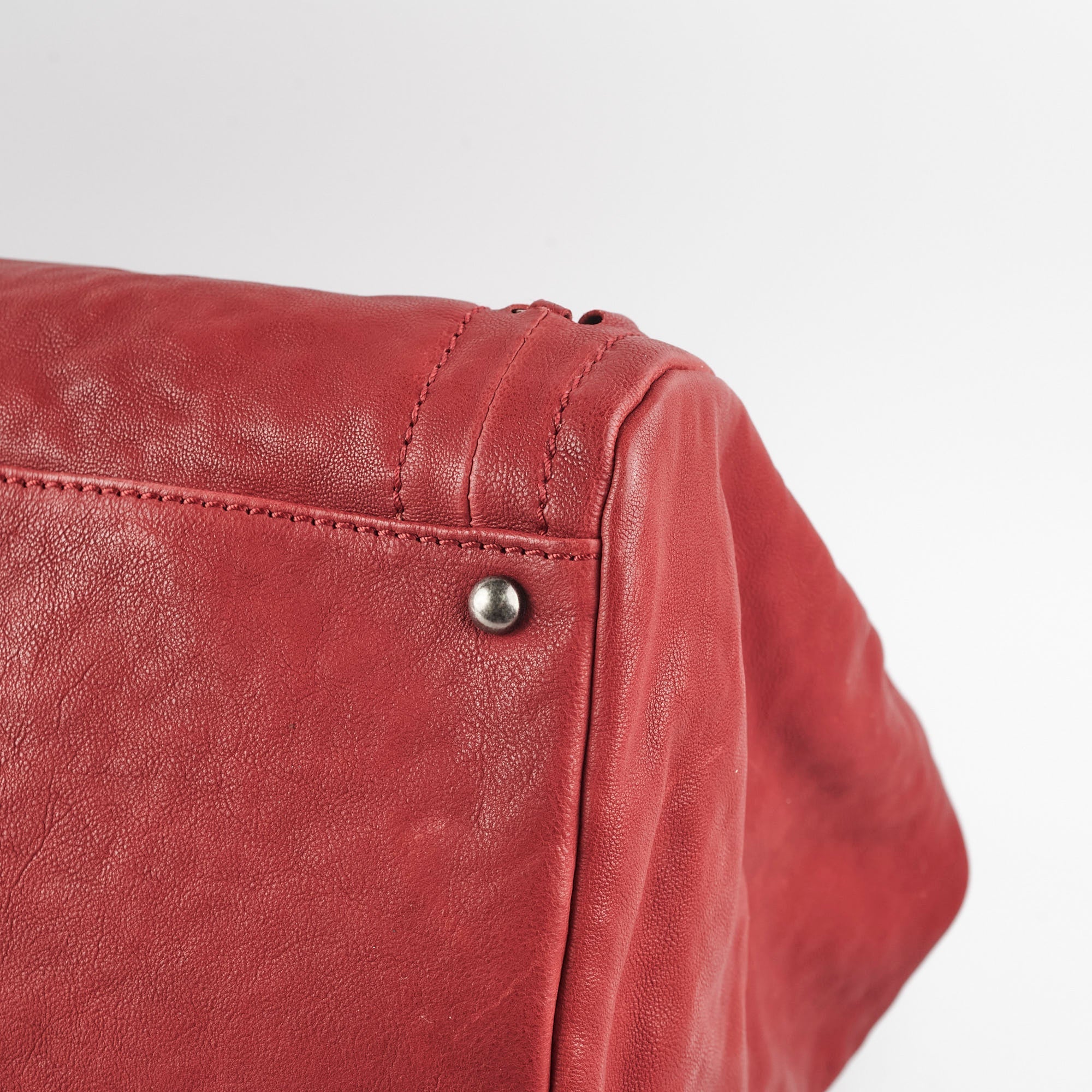 Chanel CC Chain Leather Tote Red