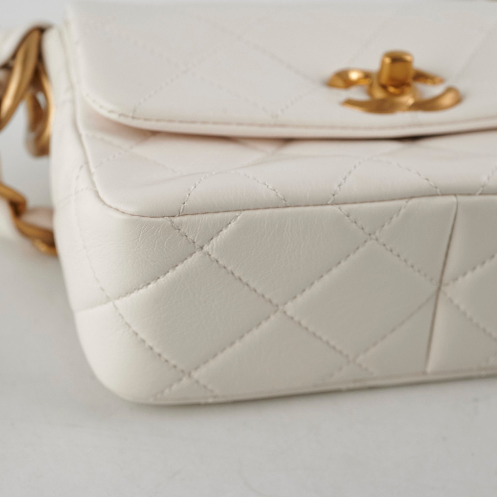 Chanel Seasonal Calfskin Shoulder Bag White