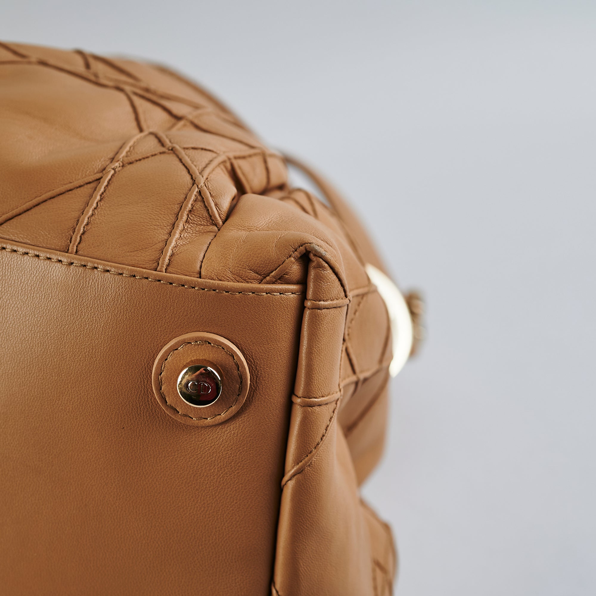 Dior Cannage Le Trente Leather Shoulder Bag Beige