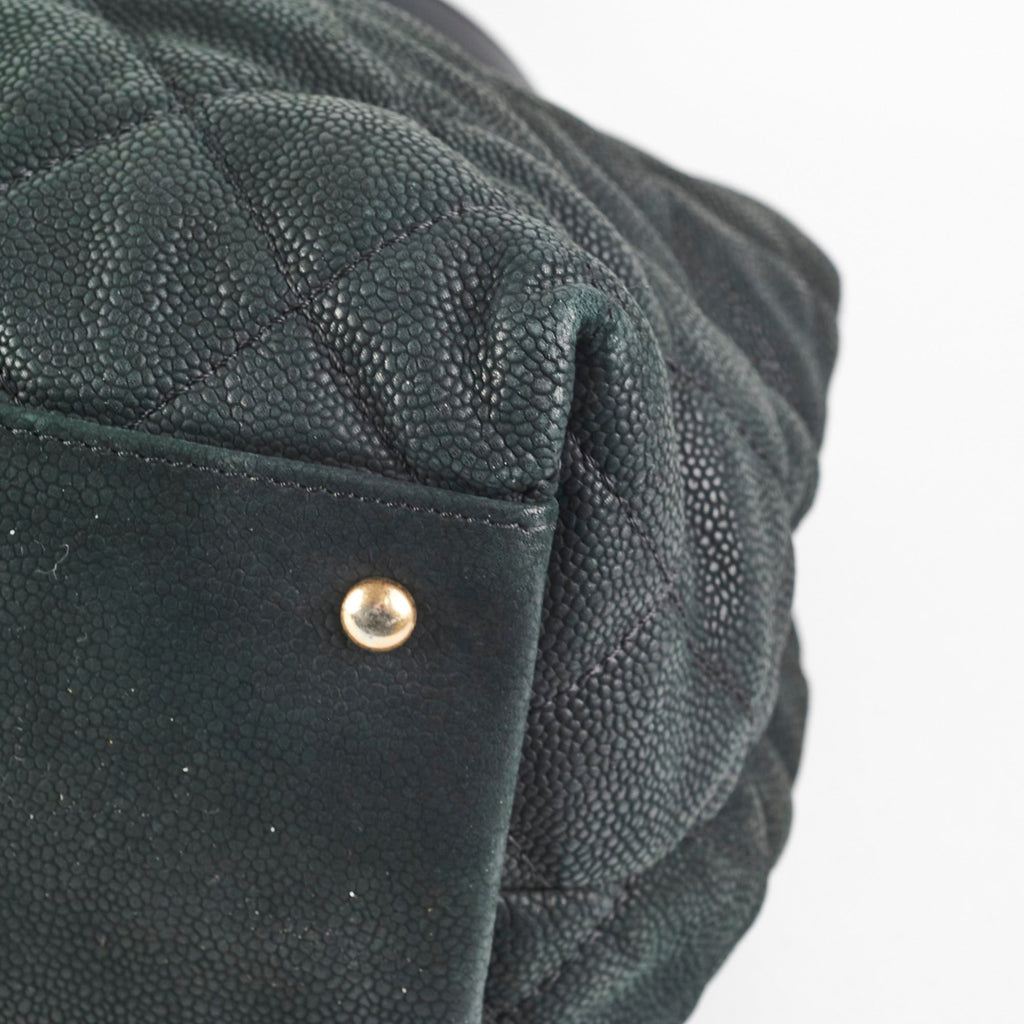Chanel Caviar Turnlock Top Handle Tote Bag Black