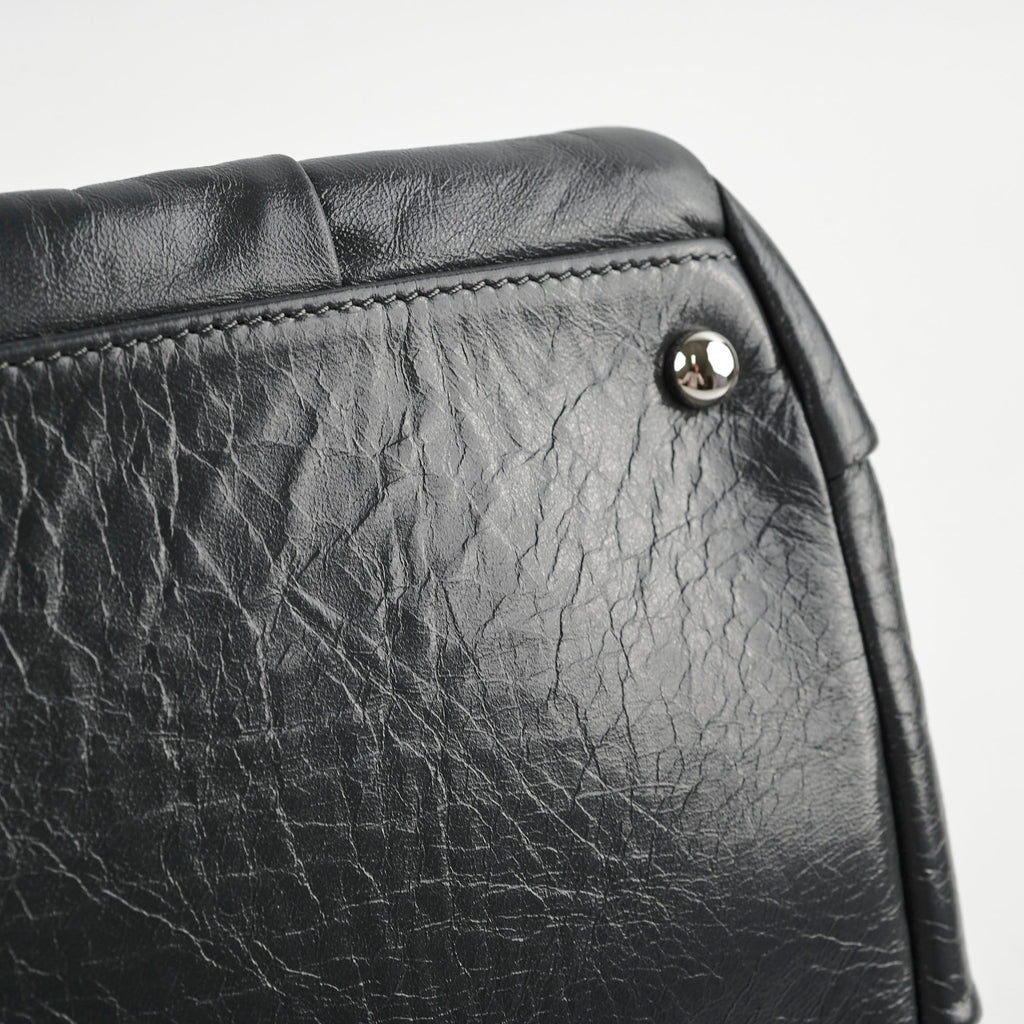 Chanel Igloo Accordian Tote Lambskin Dark Grey