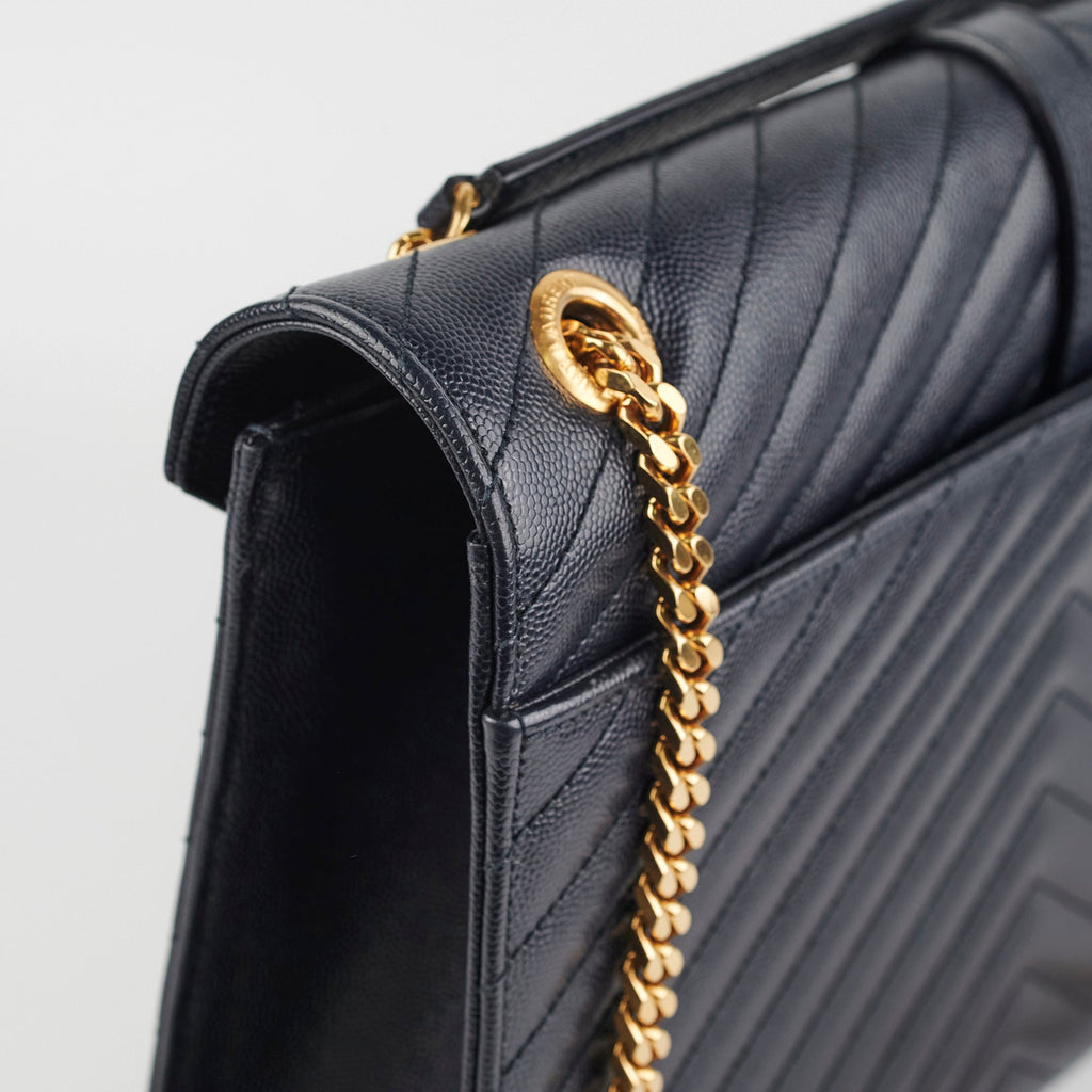 Saint Laurent Large Envelope Navy Shoulder Bag