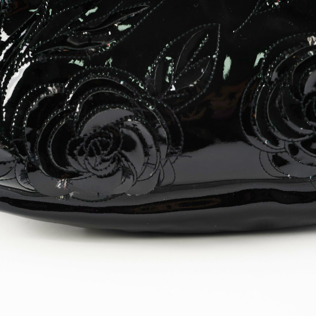 Chanel Camelia Patent Leather Tote Bag Black