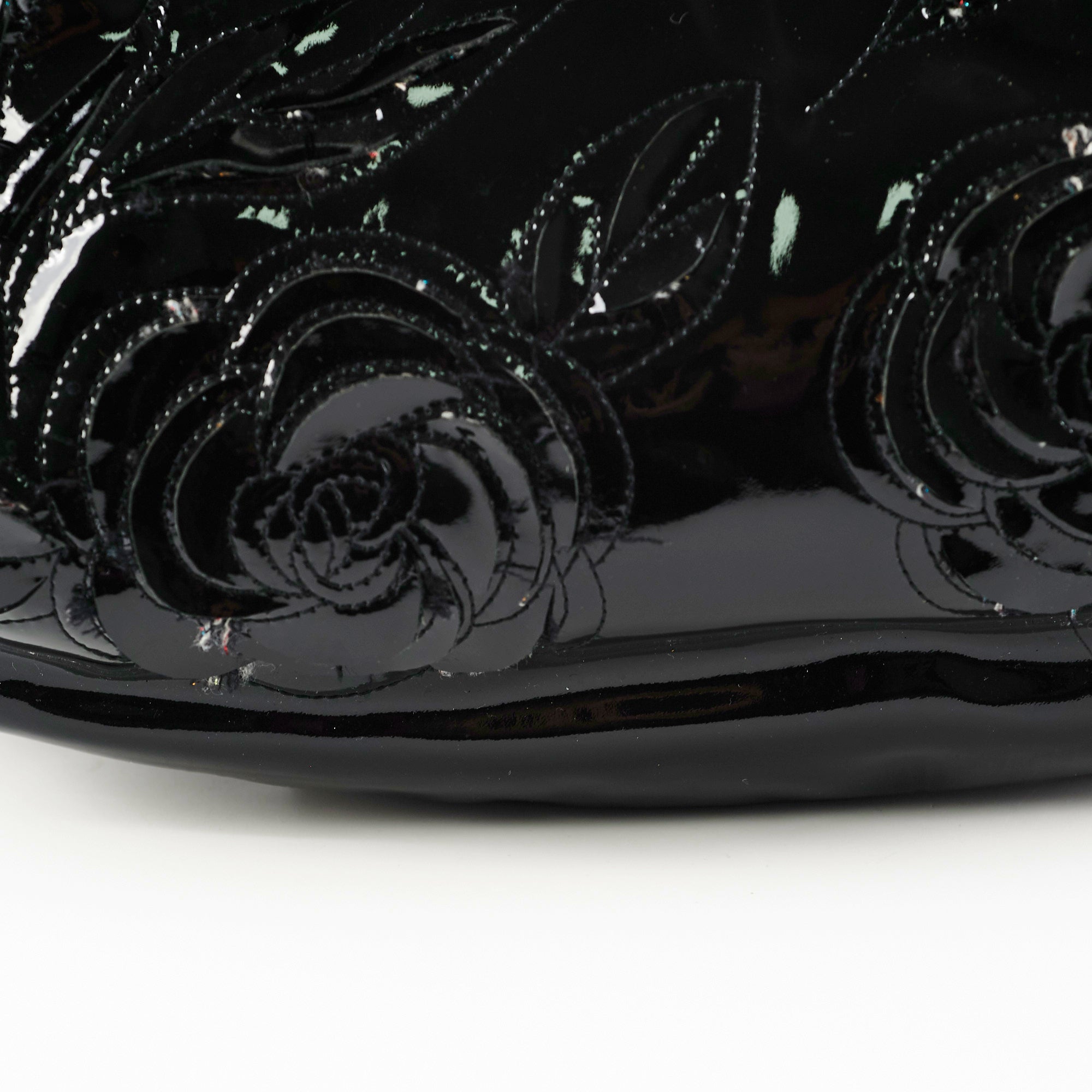 Chanel Camelia Patent Leather Tote Bag Black