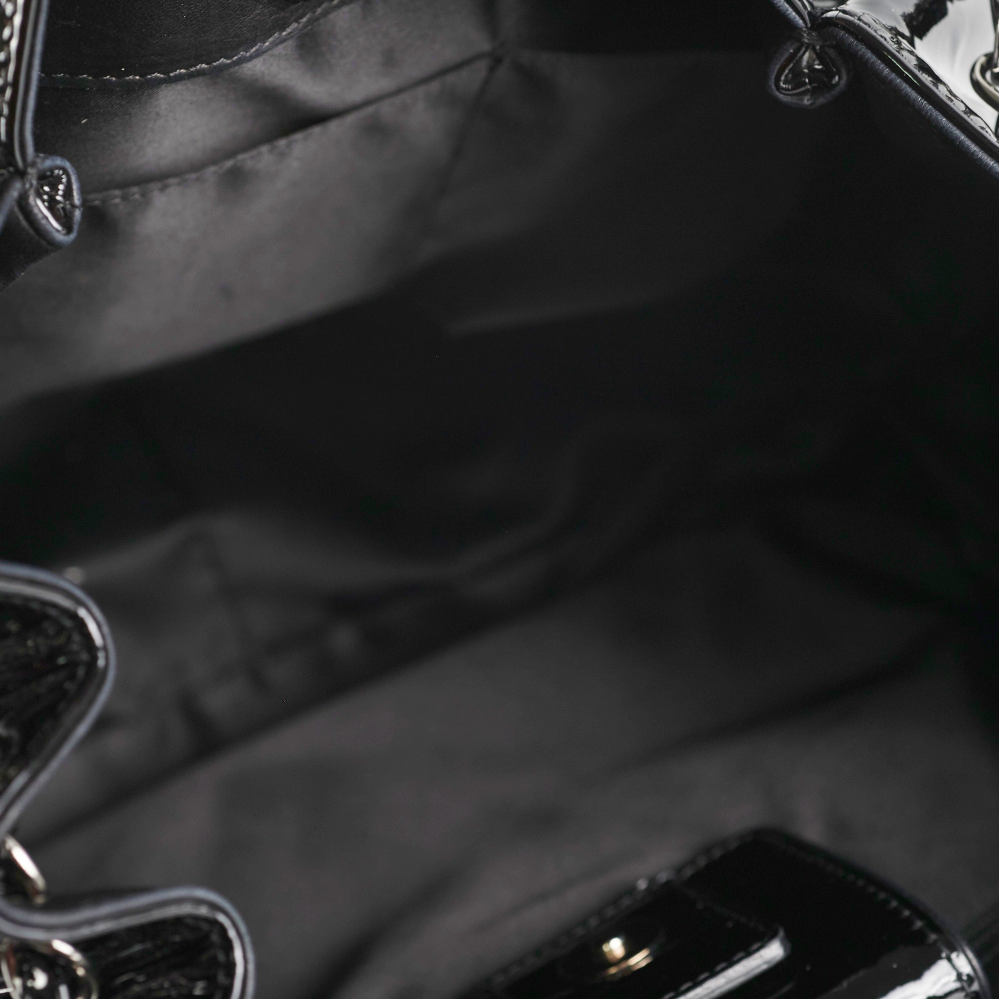 Chanel Camelia Patent Leather Tote Bag Black