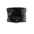 Chanel Shiny Large Front Pocket Calfskin Tote Black