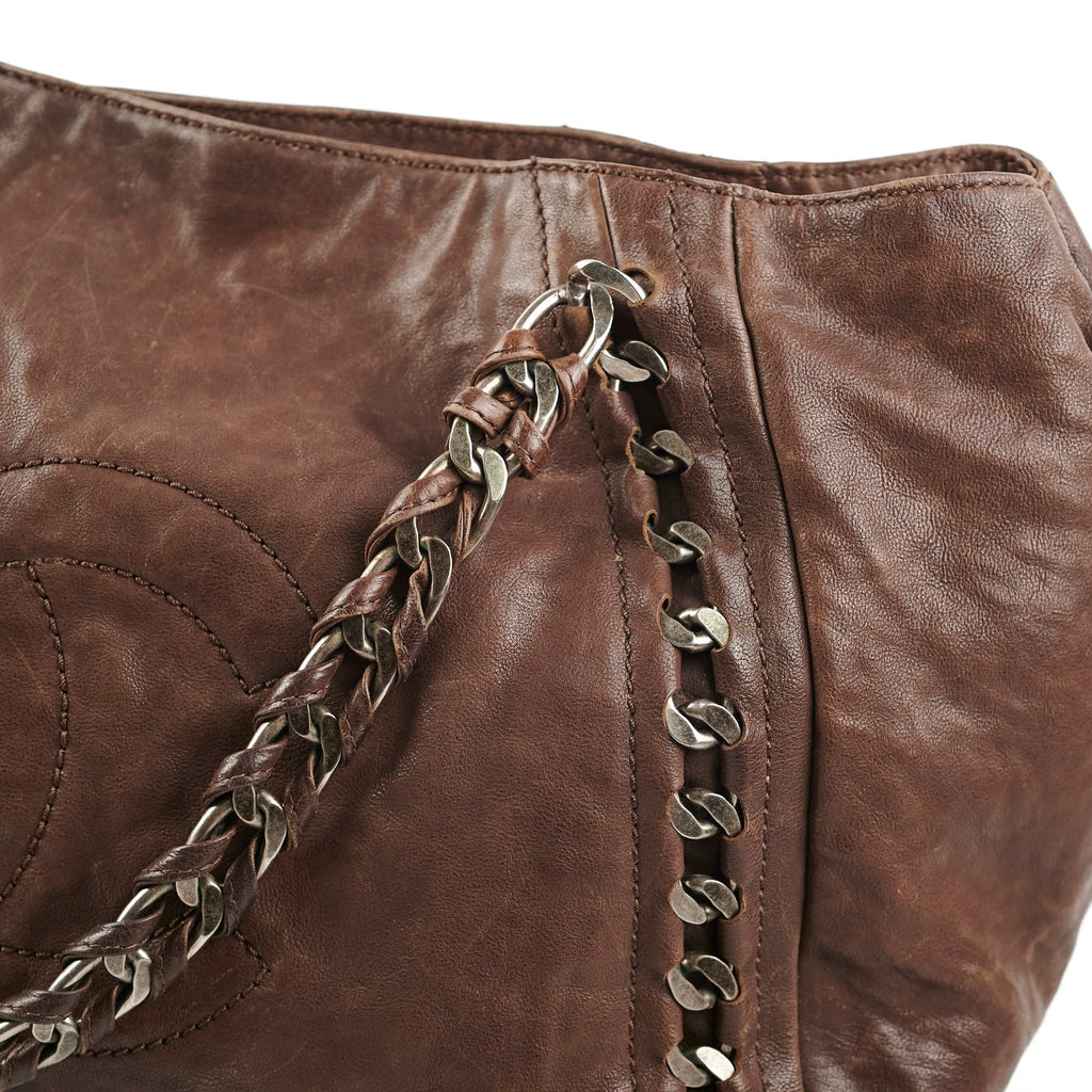 Chanel Vintage Brown Leather Tote - Series 10