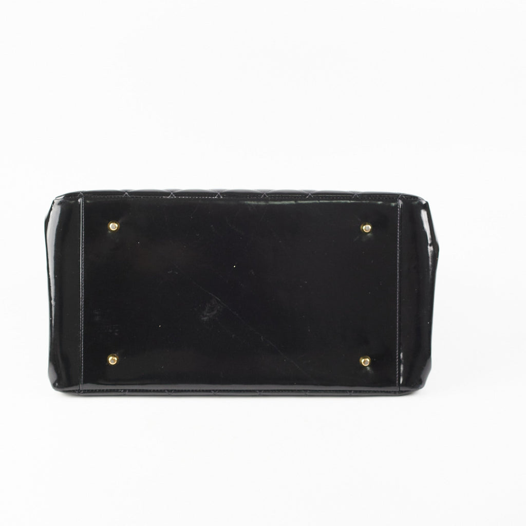 Chanel Vintage Patent Black Tote Black