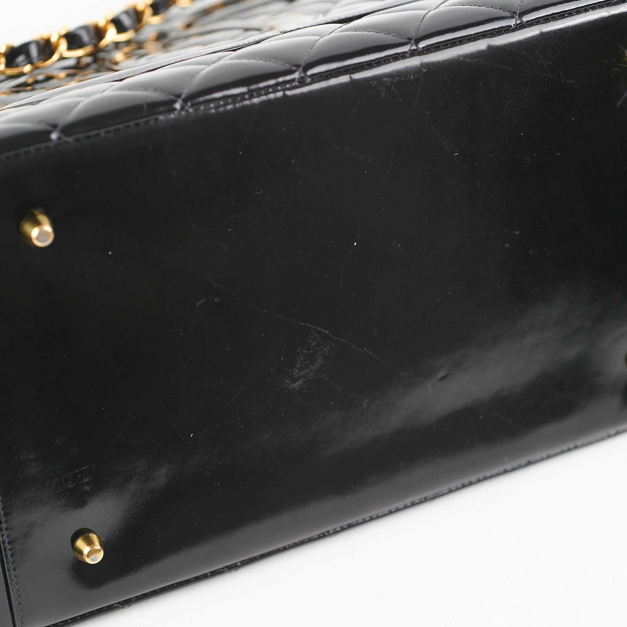 Chanel Vintage Patent Black Tote Black