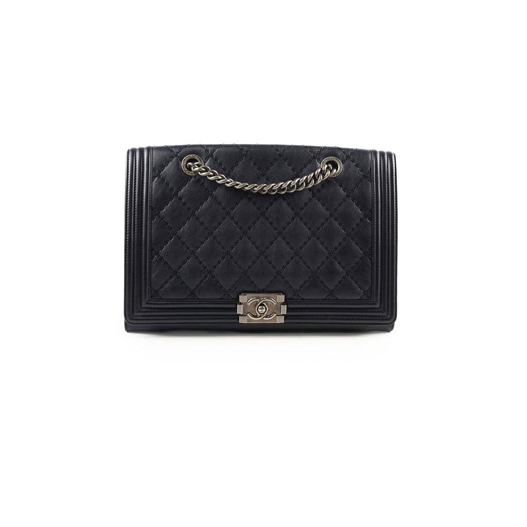 Chanel Boy 2-way Chain Tote Bag Navy