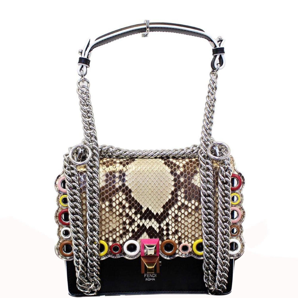 FENDI Kan I Small Python Leather Shoulder Crossbody Bag - Last Call