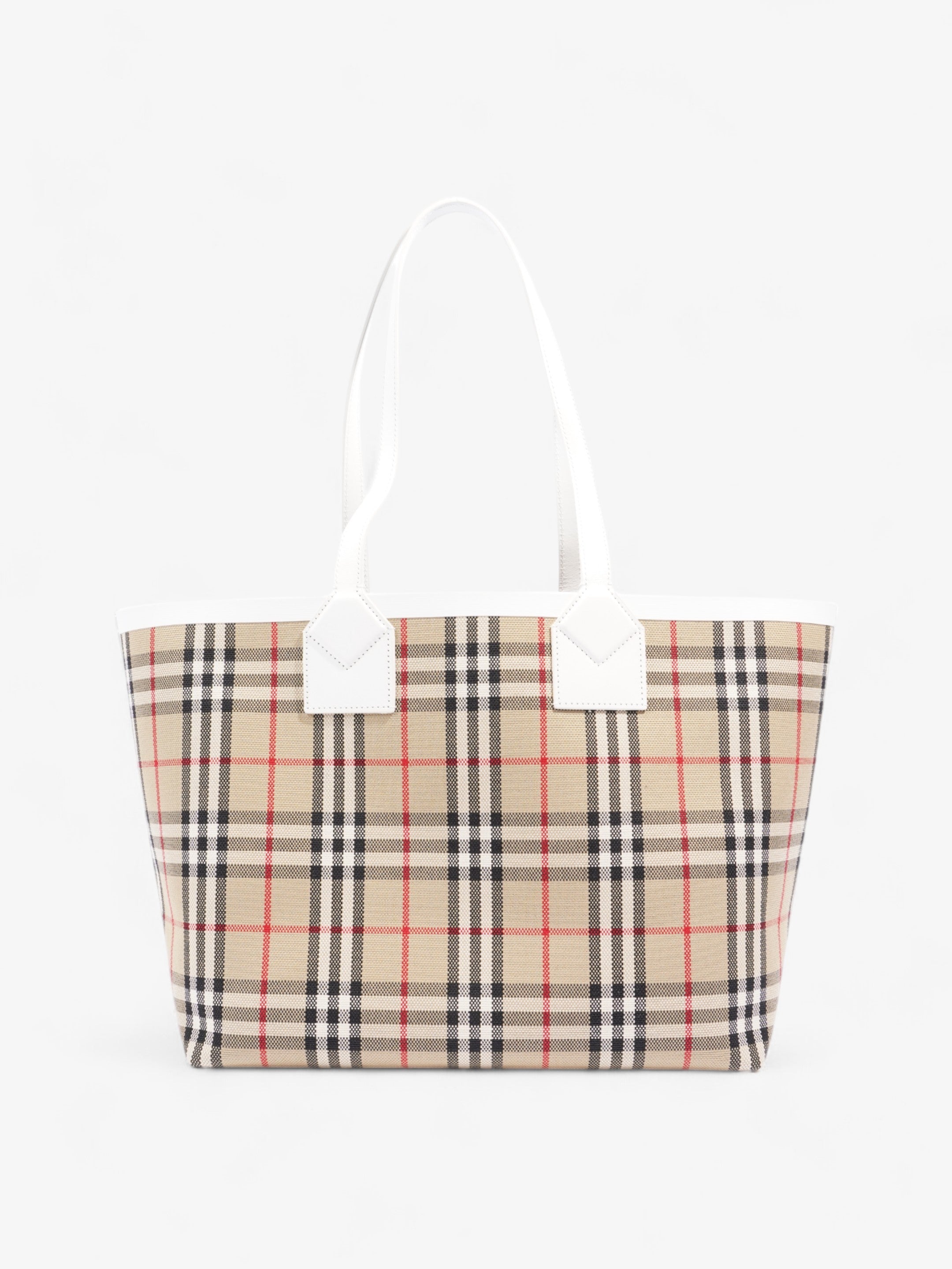 Burberry London Tote Vintage Check / White Cotton