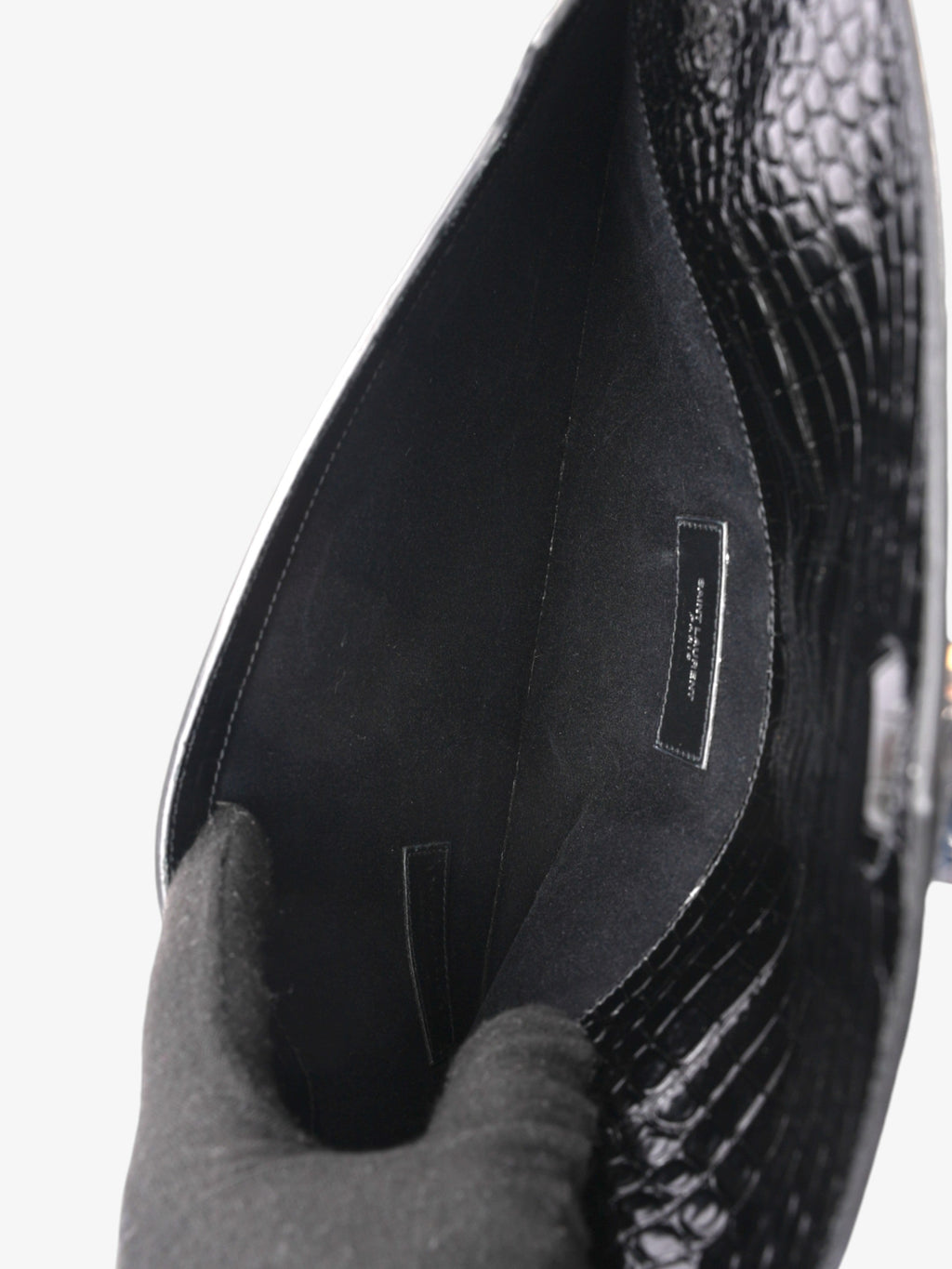 Saint Laurent Uptown Clutch Black Embossed Leather Medium