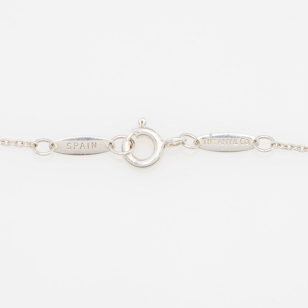 Tiffany & Co. Elsa Peretti Sterling Silver 18k Rose Gold Open Heart Extra Mini Necklace