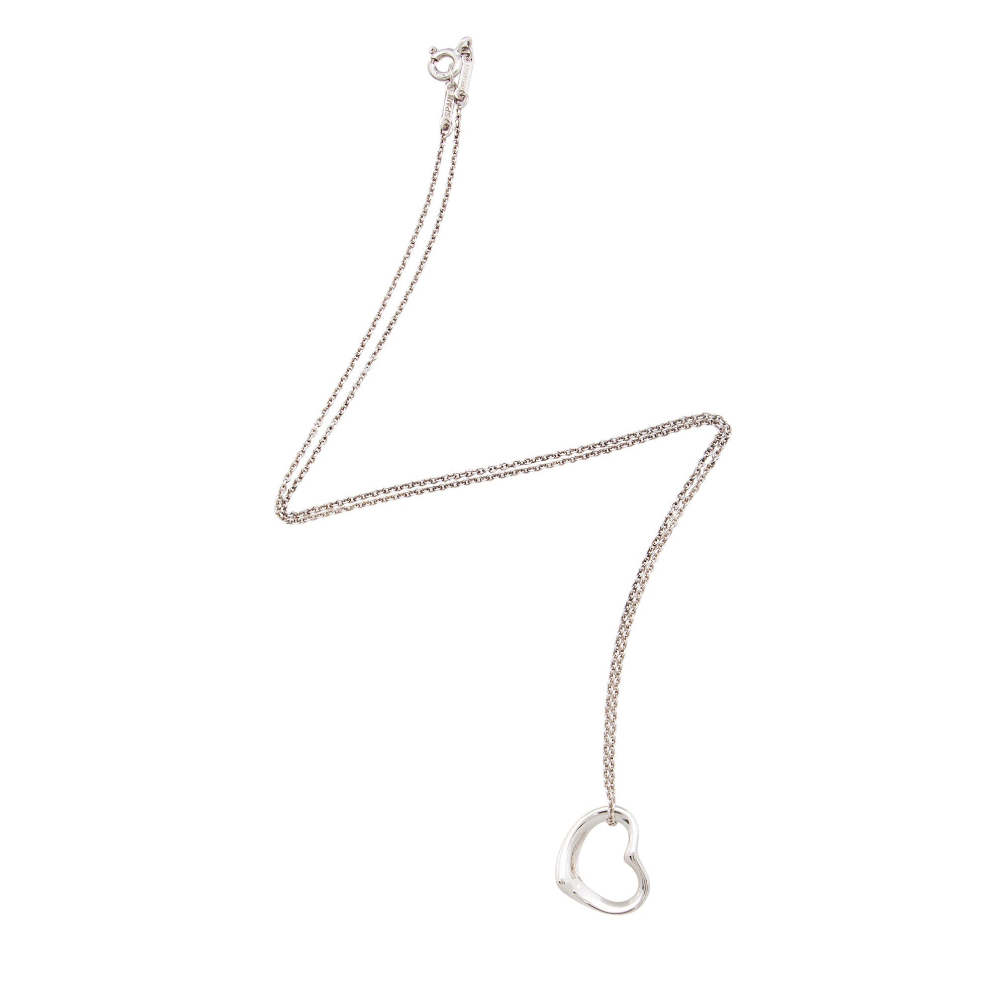 Tiffany & Co. Elsa Peretti Sterling Silver Open Heart 16mm Small Necklace