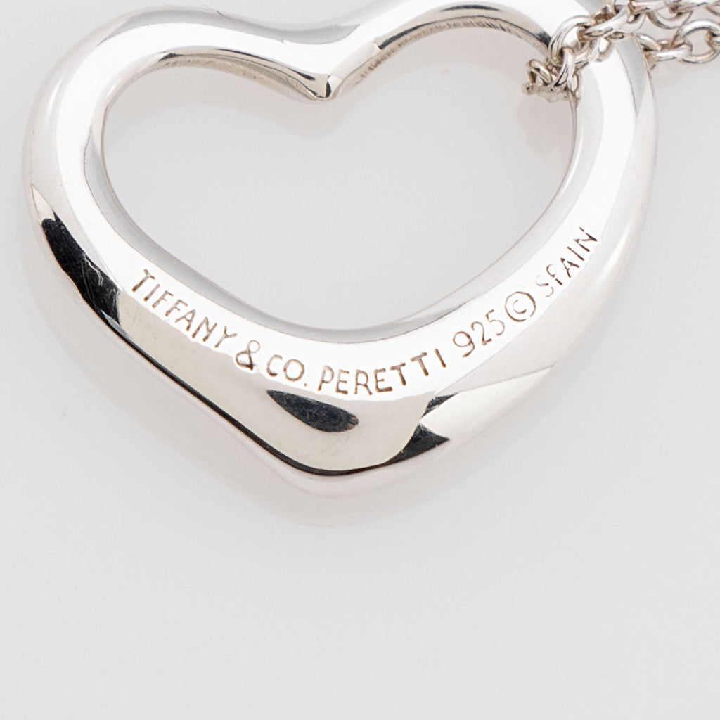 Tiffany & Co. Elsa Peretti Sterling Silver Open Heart 16mm Small Necklace