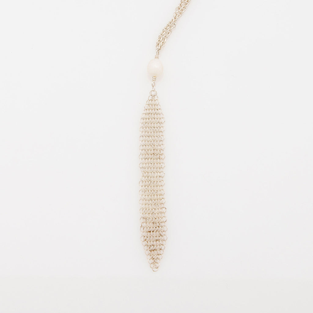 Tiffany & Co. Elsa Peretti Sterling Silver Pearl Mesh Tassel Necklace