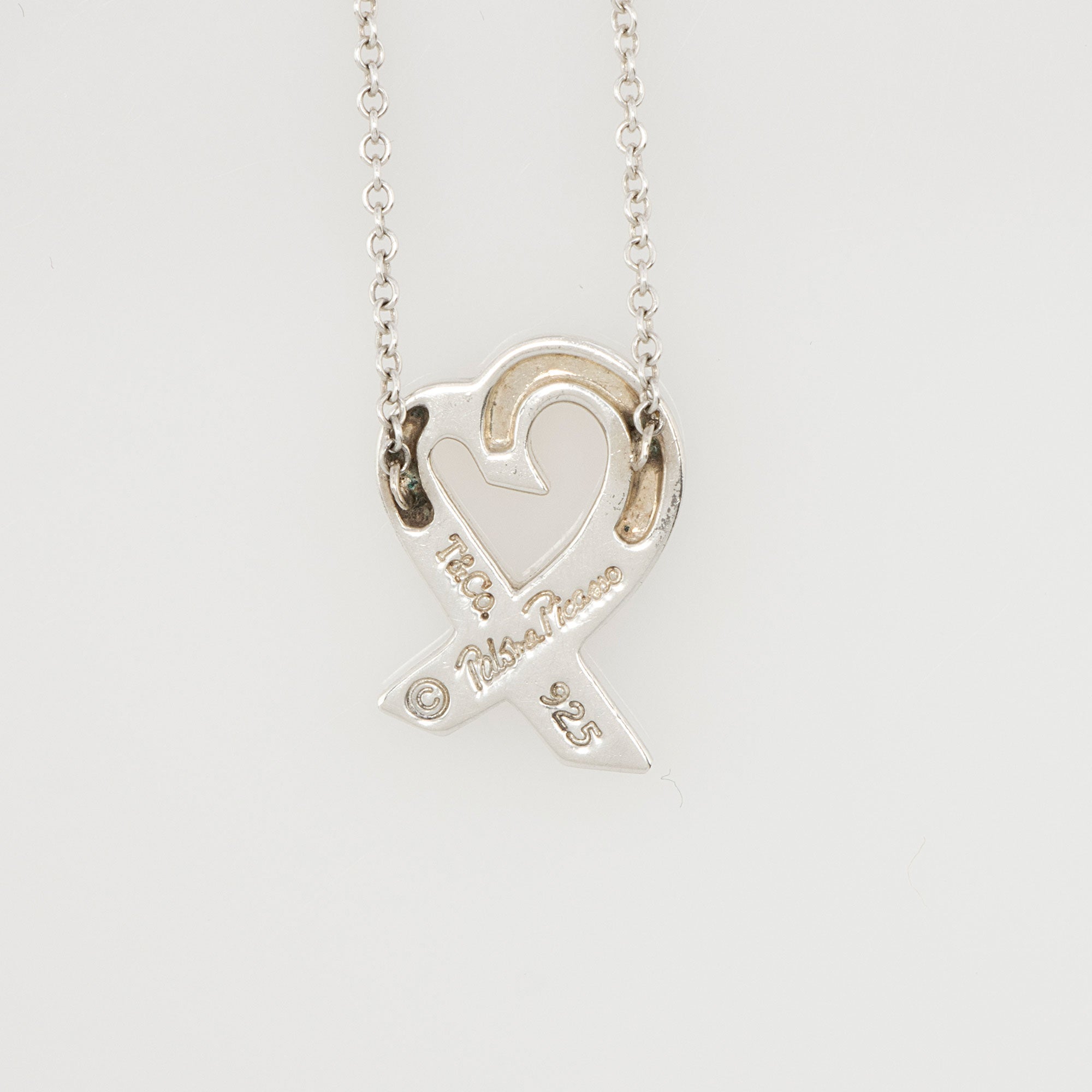 Tiffany & Co. Paloma Picasso Sterling Silver Diamond Loving Heart Necklace