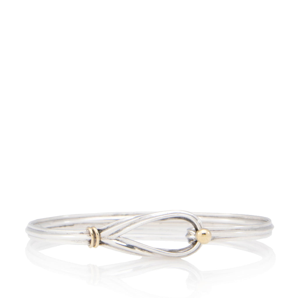 Tiffany & Co. Sterling Silver 18k Gold Hook and Eye Twist Bracelet