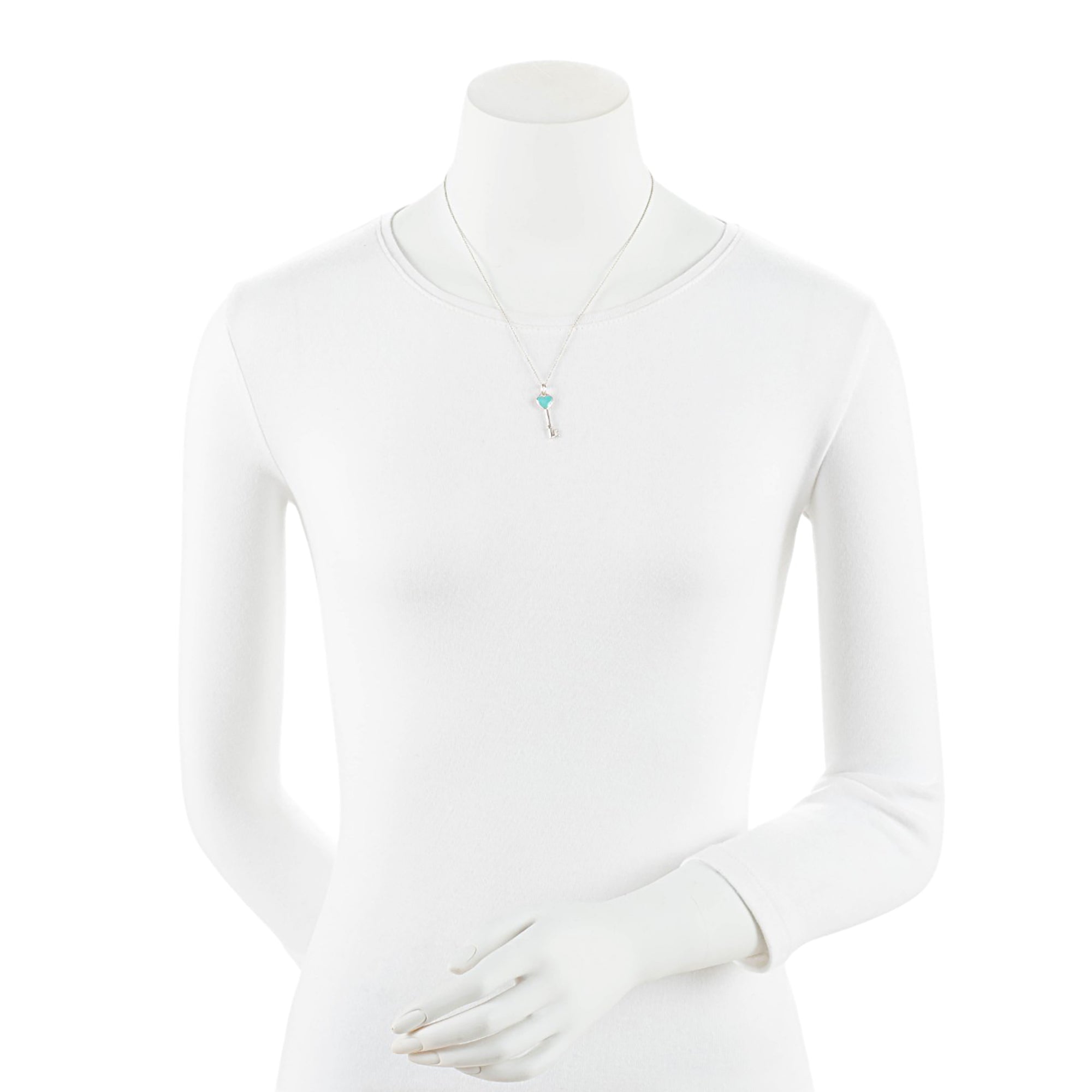 Tiffany & Co. Sterling Silver Enamel Heart Key Necklace