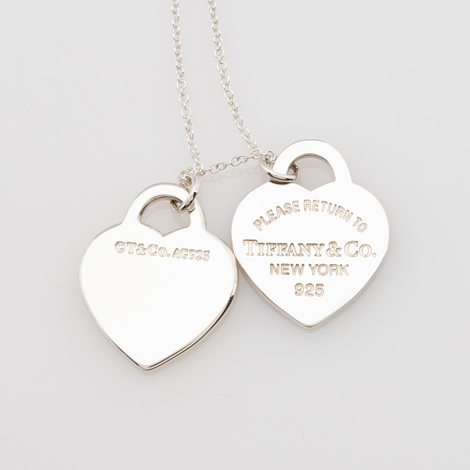 Tiffany & Co. Sterling Silver Enamel Return to Tiffany Double Heart Mini Necklace